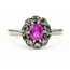 Ring Antique Halo .20ctw Round Diamonds .40ct Pink Sapphire 18ky & Platinum 2mm Sz7 2.96g 226080029