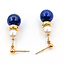 Earrings Dangle Layered 9mm Blue Lapis 6.25mm White Pearl 14ky 9mm 1" 3.86g 226080035
