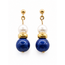 Earrings Dangle Layered 9mm Blue Lapis 6.25mm White Pearl 14ky 9mm 1" 3.86g 226080035