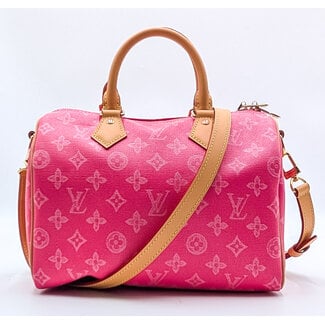 Handbag Louis Vuitton Speedy Bandouliere 35 Monogram Denim Pink 126085070