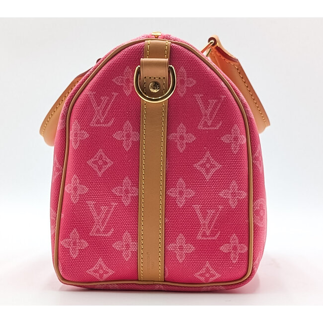 Handbag Louis Vuitton Speedy Bandouliere 35 Monogram Denim Pink 126085070