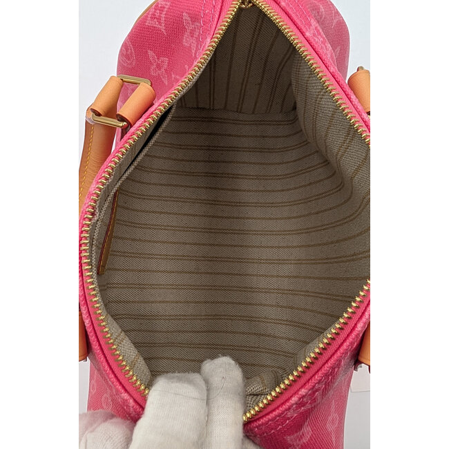 Handbag Louis Vuitton Speedy Bandouliere 35 Monogram Denim Pink 126085070