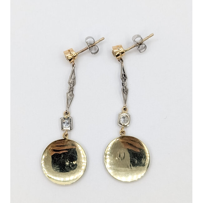 Earrings Dangle Medallion .40ctw Old European Cut Diamonds 14kw 1.75x.55 3.27g 126080114
