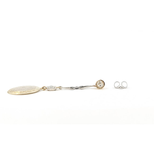 Earrings Dangle Medallion .40ctw Old European Cut Diamonds 14kw 1.75x.55 3.27g 126080114