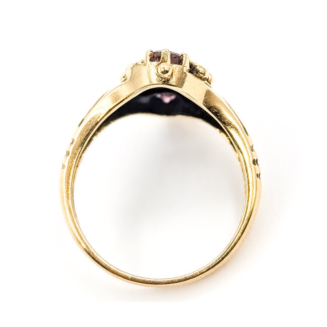 Ring Filigree Navette .25ctw Pink Tourmaline 1.5mm Seed Pearl 9ky 18mm Sz6.5 3.19g 126080115