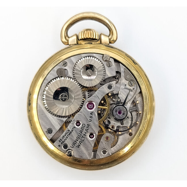 Pocket Watch Waltham Vanguard 23 Jewels Yr. 1944 Railroad Grade Montgomery Dial 50mm 10K Rolled Gold Plate Watch Only 226096601