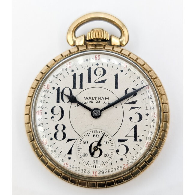 Pocket Watch Waltham Vanguard 23 Jewels Yr. 1944 Railroad Grade Montgomery Dial 50mm 10K Rolled Gold Plate Watch Only 226096601