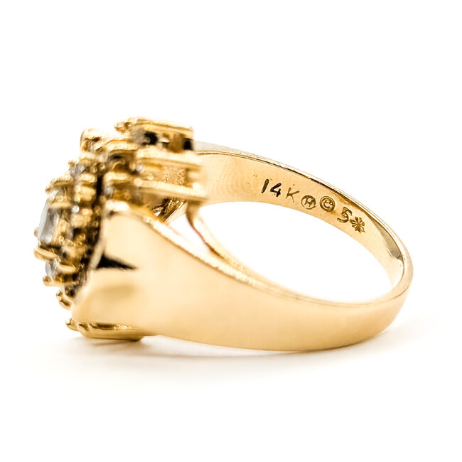 Ring Waterfull Cluster .75ctw Round, Marquise, Baguette Diamonds 14ky 18mm Sz7 7.43g 126090001