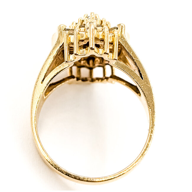 Ring Waterfull Cluster .75ctw Round, Marquise, Baguette Diamonds 14ky 18mm Sz7 7.43g 126090001