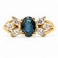 Ring Botanical 7-Stone .50ctw Marquise Diamonds 1.15ct Teal Blue Sapphire 14ky 7mm Sz7.5 2.48g 126090003