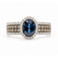 Ring LeVian Halo .50ctw White & Chocolate Round Diamonds 1ct Royal Blue Sapphire 14kw 5.5mm Sz7 4.46g 126080086