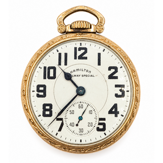 Watch Hamilton Railway Special 992B c.1949 16 Size 21 Jewel 50mm Gold Plate Watch Only 126096003