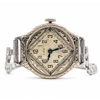 Watch Elgin Art Deco c.1927 Art Deco Geometric Case 15 Jewel Movement 25x23mm 14kw 6.75" Watch Only 126096005