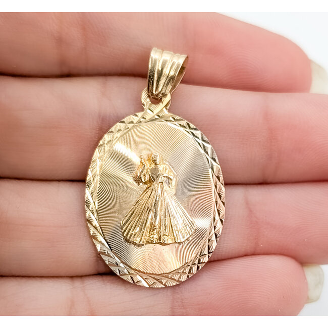 Pendant Virgin Mary 14kt 1.25x0.75" 3.25g 126082036