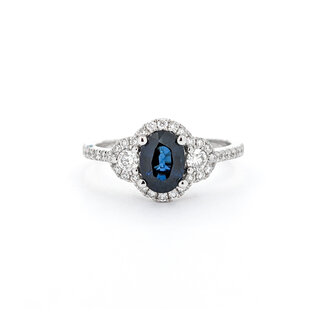 Ring .42ctw Round Diamonds .95ct Blue Sapphire 14kw sz7 124040159