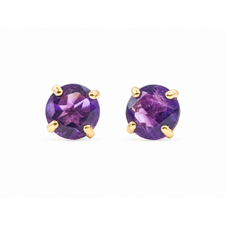 Earrings Stud 4 Prong 0.94ctw Purple Amethyst 14ky 5mm 0.70g 126090006