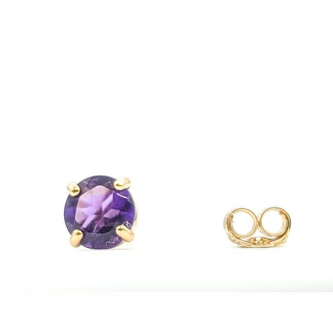 Earrings Stud 4 Prong 0.94ctw Purple Amethyst 14ky 5mm 0.70g 126090006