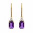 Earrings Drop 0.036ctw Round Diamonds 1.1ctw Purple Amethyst 14ky 4mm 0.75" 1.15g 126090007