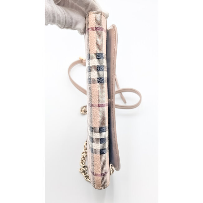 Handbag Burberry Haymarket Check Henley Wallet on Chain Mid Camel 126095030