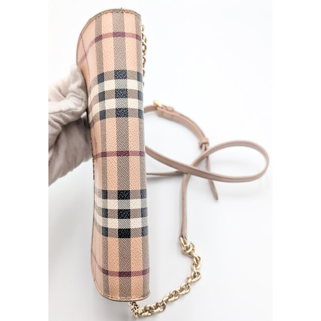 Handbag Burberry Haymarket Check Henley Wallet on Chain Mid Camel 126095030