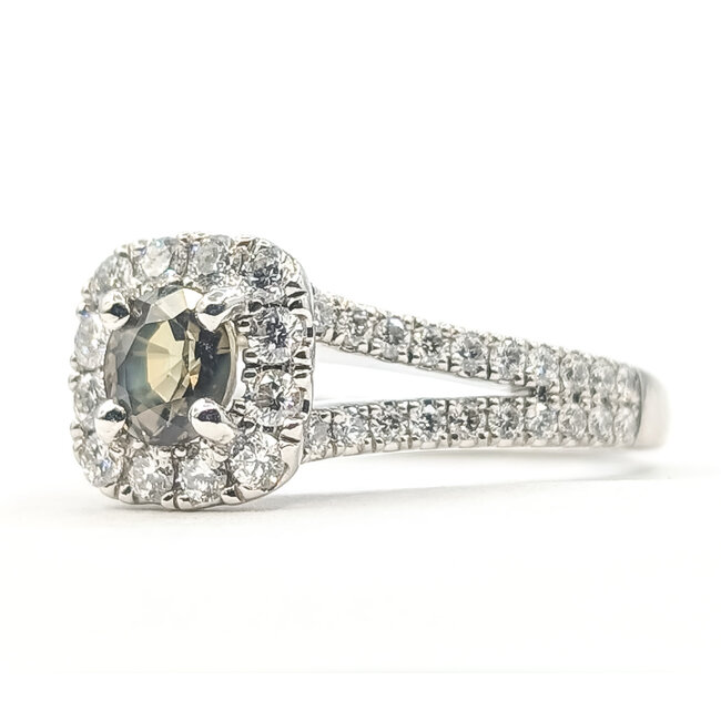 Ring Halo .58ctw Round Diamonds .74ct Alexandrite GIA: 5231260984 14kw Sz7 7.3g 125060083