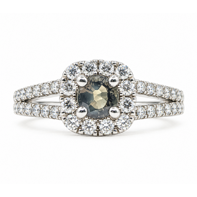 Ring Halo .58ctw Round Diamonds .74ct Alexandrite GIA: 5231260984 14kw Sz7 7.3g 125060083
