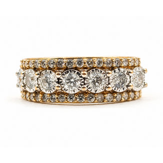 Ring 3-Row .75ctw Round Diamonds 14ky 7.5mm Sz7 4.31g 126090013