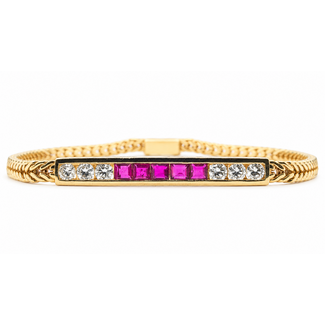 Bracelet ID Style .50ctw Round Diamonds .65ctw Red Ruby 14ky 4.3mm 7.25" 7.69g 226090006