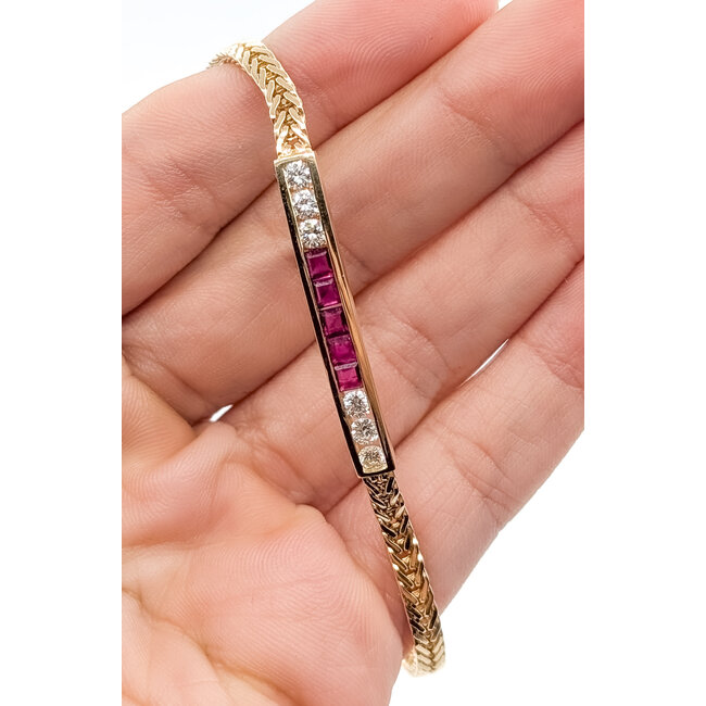 Bracelet ID Style .50ctw Round Diamonds .65ctw Red Ruby 14ky 4.3mm 7.25" 7.69g 226090006