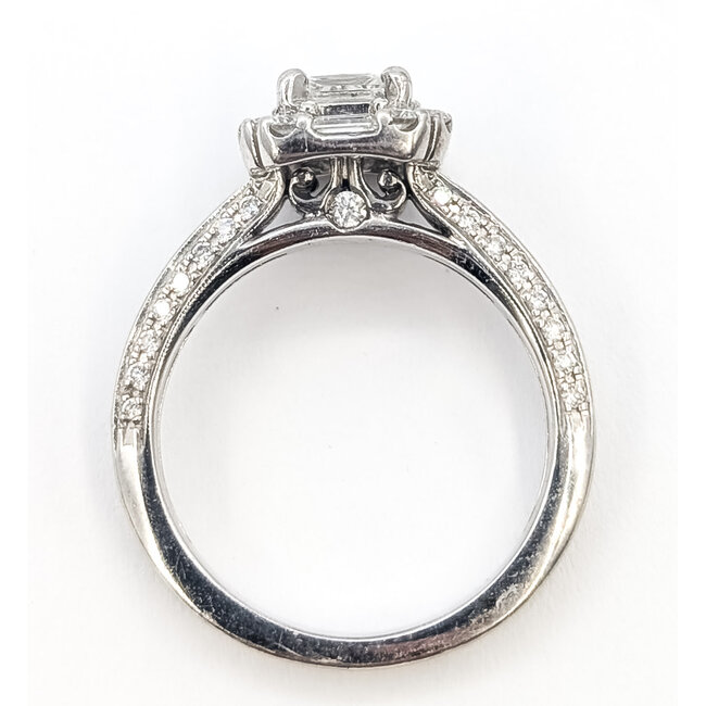 Ring Engagement Halo 1.33ctw Round & Princess Diamonds 14kw 3mm Sz6.5 4.71g 226090007