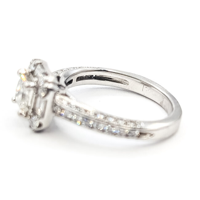Ring Engagement Halo 1.33ctw Round & Princess Diamonds 14kw 3mm Sz6.5 4.71g 226090007