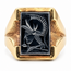 Ring Intaglio Roman Soldier Hematite 10ky 19mm Sz9 7.26g 226090009