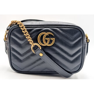 Crossbody Gucci Black Quilted Leather Mini Marmont Camera Bag 448065 498879 126095038