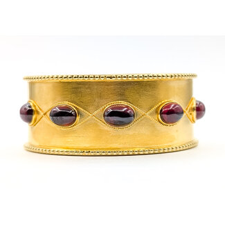 Bracelet Milgrain 13ctw Garnet 14ky 25mm 7" 59.09g 226090004