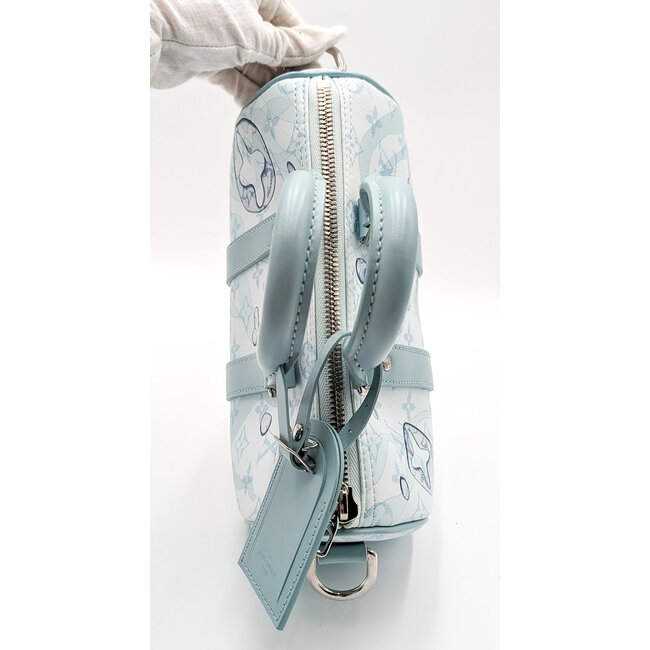 Handbag Louis Vuitton Keepall Bandouliere 25 Aquagarden Crystal Blue Monogram 126095039
