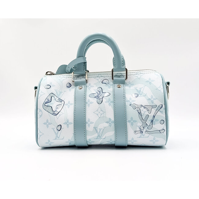 Handbag Louis Vuitton Keepall Bandouliere 25 Aquagarden Crystal Blue Monogram 126095039