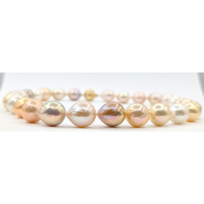 Pearl Strand Gold Clasp 12x15mm Multicolor South Sea Pearls GIA: 2245072259 14ky 17" 93.7g 226090001