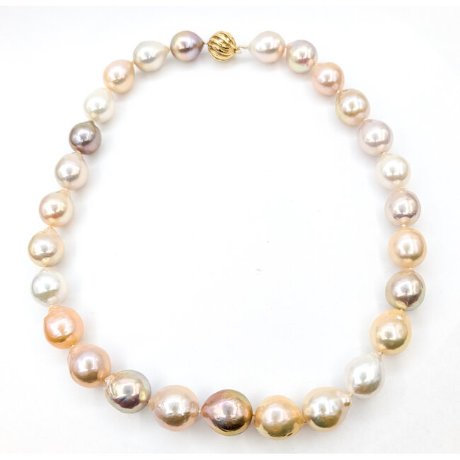 Pearl Strand Gold Clasp 12x15mm Multicolor South Sea Pearls GIA: 2245072259 14ky 17" 93.7g 226090001