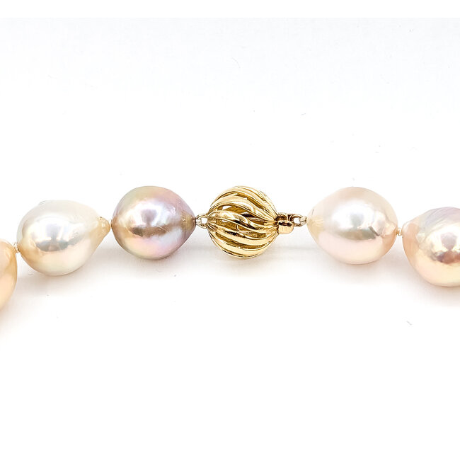 Pearl Strand Gold Clasp 12x15mm Multicolor South Sea Pearls GIA: 2245072259 14ky 17" 93.7g 226090001