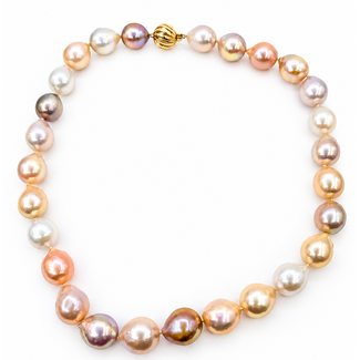 Pearl Strand Gold Clasp 12x15mm Multicolor South Sea Pearls GIA: 2245072259 14ky 17" 93.7g 226090001