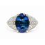 Ring Cocktail 0.74ctw Round Diamonds GIA: 2231598063 3.73ct Blue Sapphire Platinum & 18kt 11mm Sz6 6.6g 226070028