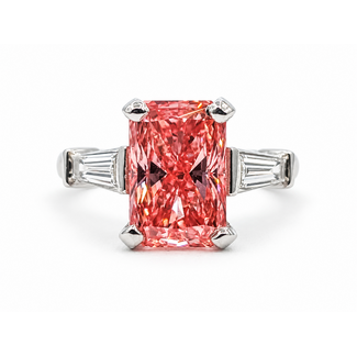 Ring Engagement 3.33ct Vivid Fancy Pink Lab Grown Diamond .30ctw 900pt sz6 124020157