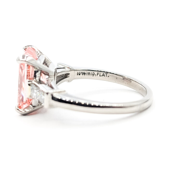 Ring Engagement 3.33ct Vivid Fancy Pink Lab Grown Diamond .30ctw 900pt sz6 124020157