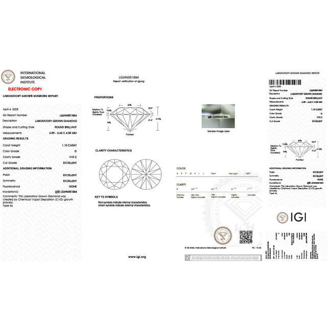 Ring Engagement Milgrain 1.1ct Round Lab Grown Diamond IGI Report: 696551884 VVS2 D .14ctw Diamonds 14kr 2.2mm Sz5 1.91g 126038031