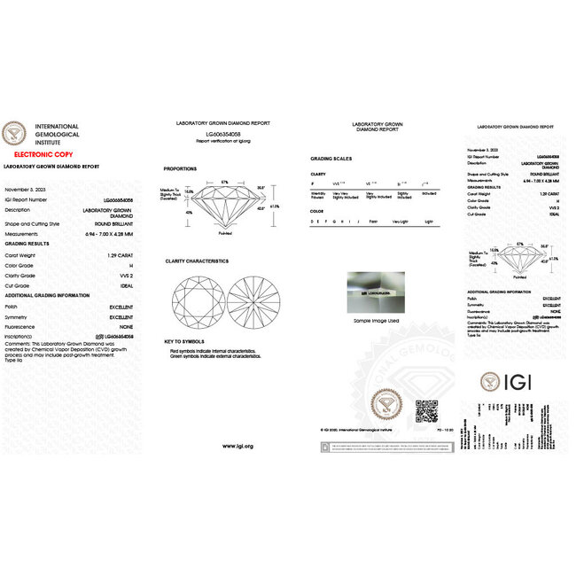 Ring Engagement 3-Stone 1.29ct RB Lab Grown Diamond IGI: 606354058 .25ctw Diamonds 14kw 1.8mm Sz5.5 3.1g 125100044