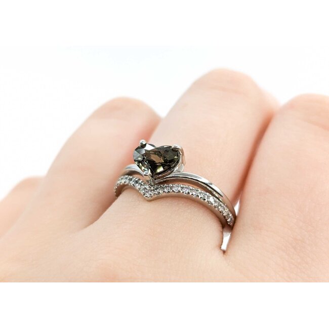 Ring Contour .25ctw Diamonds 1.25ct Alexandrite Heart GIA: 2231197425 Platinum Sz7 123100140