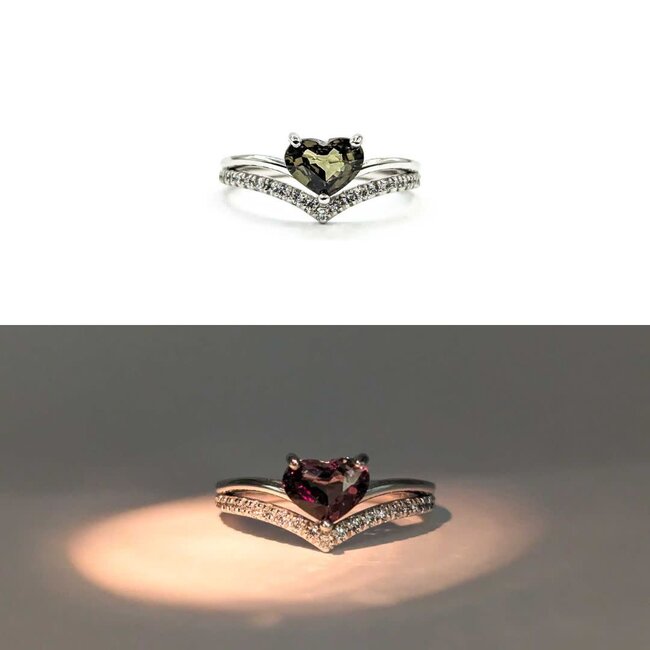 Ring Contour .25ctw Diamonds 1.25ct Alexandrite Heart GIA: 2231197425 Platinum Sz7 123100140