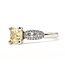 Ring Engagement 1.69ct Square Cushion Lab Grown Diamond IGI Report: LG727508748 VS1 Fancy Vivid Yellow 0.32ctw Diamonds 18kw 6.5x6.5mm 125110129