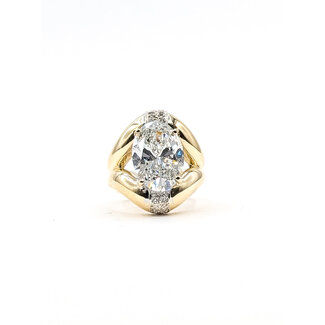 Ring Bypass Semi 7.05ct Oval Lab Grown Diamond IGI: 820606673 VVS2 E .25ctw Round Diamonds 14ky 22mm Sz6.25 15.30g 126070137