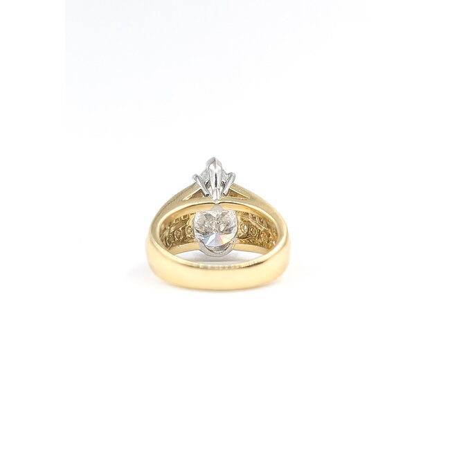Ring Engagement Tear Drop 5.00ct Pear Lab Grown Diamond IGI: 799614736 VVS2 F 2.00ctw Round & Baguette Diamonds 18ky & Plat 9mm Sz6 11.07g 126080078